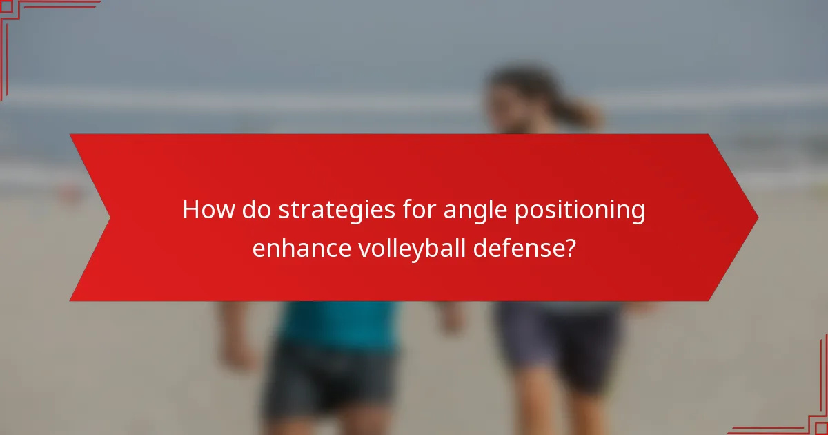 How do strategies for angle positioning enhance volleyball defense?