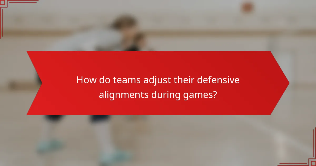 How do teams adjust their defensive alignments during games?