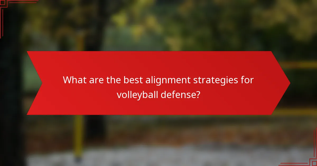 What are the best alignment strategies for volleyball defense?