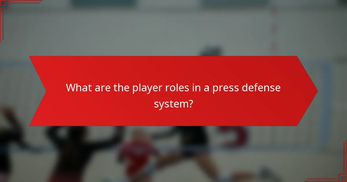 What are the player roles in a press defense system?